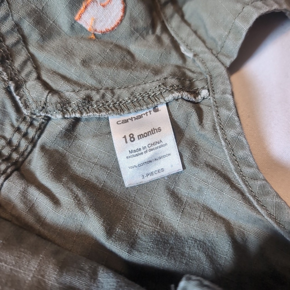 Carhartt Kids Overalls in Olive Green - Picture 8 of 9